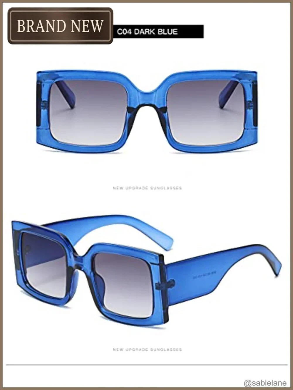 Vintage Oversized Square Sunglasses UV400 Protection Unisex